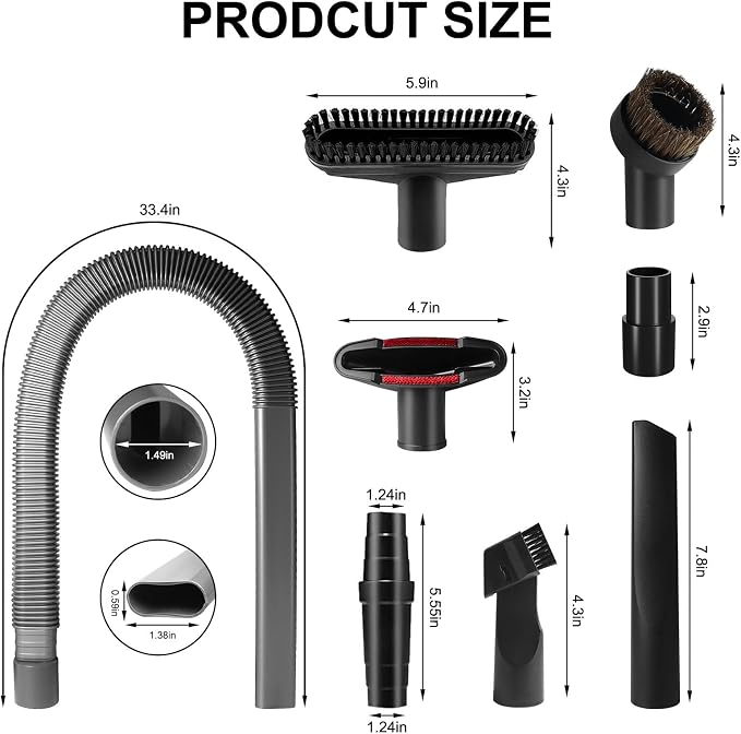 8-Piece 1 1/4 Inch Vacuum Attachments Cleaning Kit - Image 2