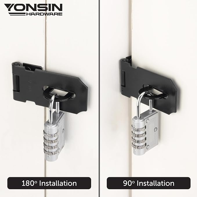 3" Door Padlock Safety Hasp Latch 2 Pcs, Door Hasp Clasp Lock Gate Shed Hasp - Image 4