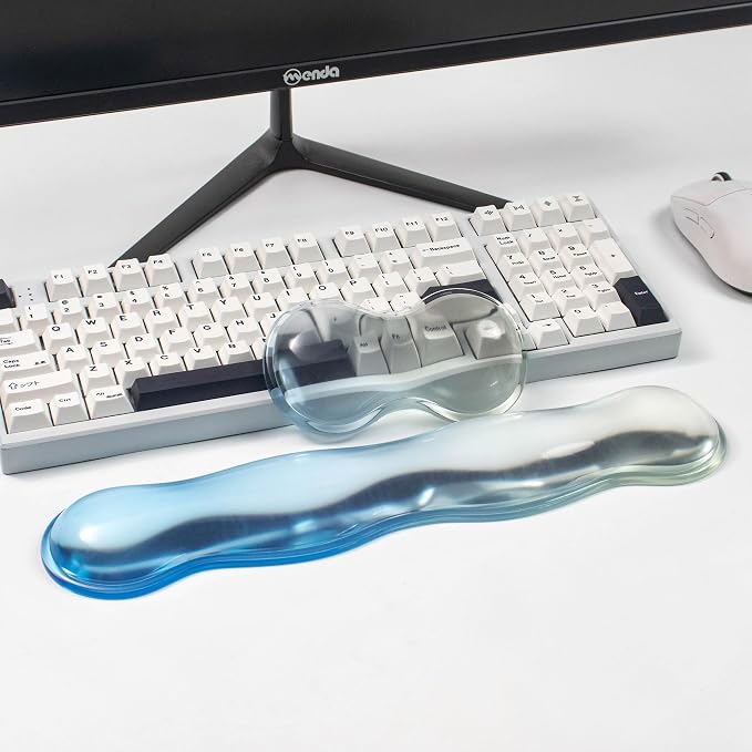 Ergonomic Gel Keyboard and Mouse Wrist Rest Set – Blue Clear Wrist Rest - Image 6