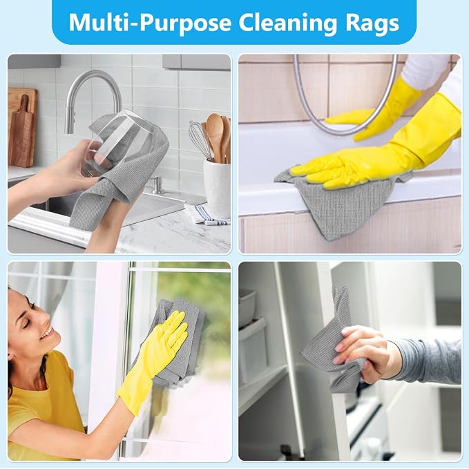 GLIMGLINT Microfiber Cleaning Cloth, 100 Pack Cleaning Rags, Ultra Absorbent - Image 3