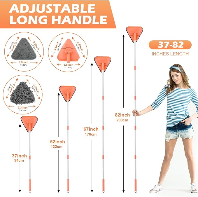 Wall Cleaner Triangle Mop with 82'' Long Handle - Image 6