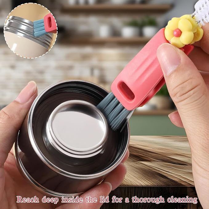 3 in 1 Cup Lid Cleaning Brush, Portable Cup Cleaner Brush, Water Bottle Cleaner - Image 5