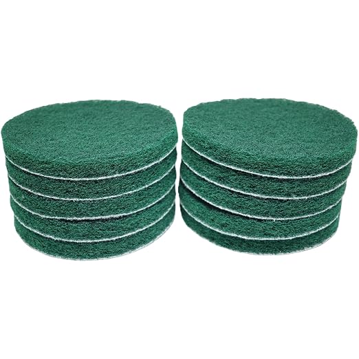 10 Pack 6 Inch Multipurpose Green Scrubber Scouring Pads Flocking Scuff Pads by SACKORANGE