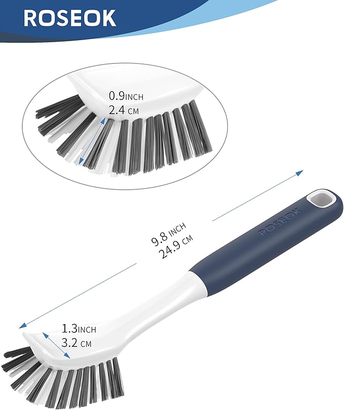 Dish Brush with Built-in Scraper, Kitchen Scrub Brush - Image 4