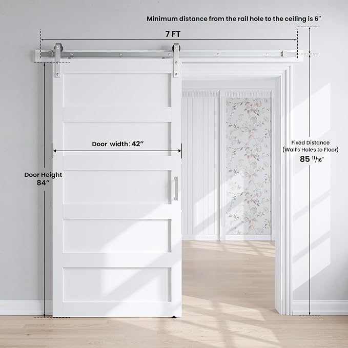 SmartStandard 42x84 inch White Barn Door - Image 3