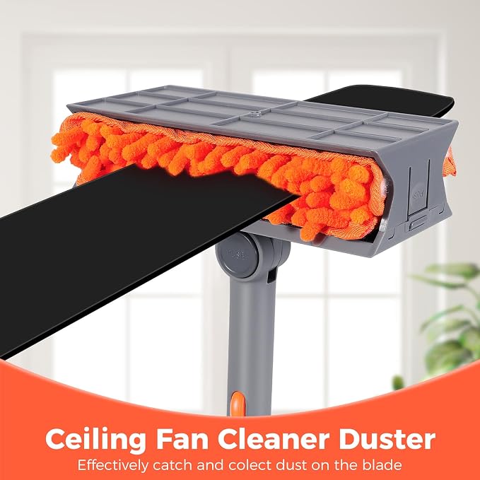 Ceiling Fan Cleaner Kit with 77" Extension Pole, Reusable Chenille Brush - Image 3