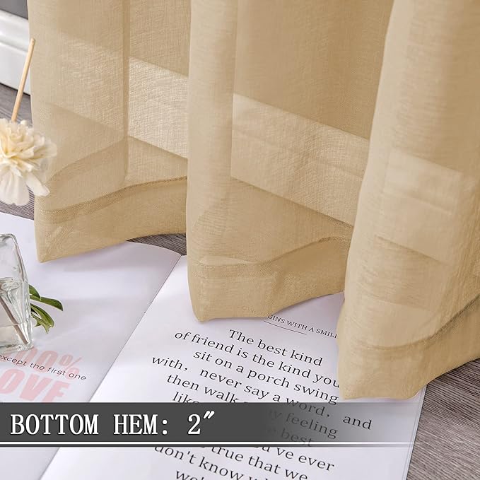 Tollpiz Sheer Tier Curtains Kitchen Linen Textured Half Curtain Sheers Light - Image 4