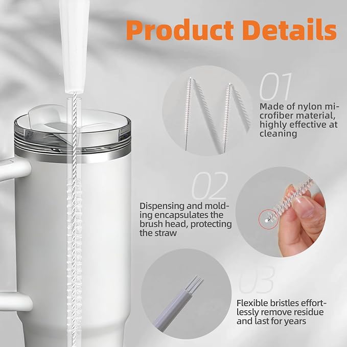 PROOCI Straw Cleaner Brush for Stanley, Sippy Cups, Water Bottle, Nipples & - Image 3