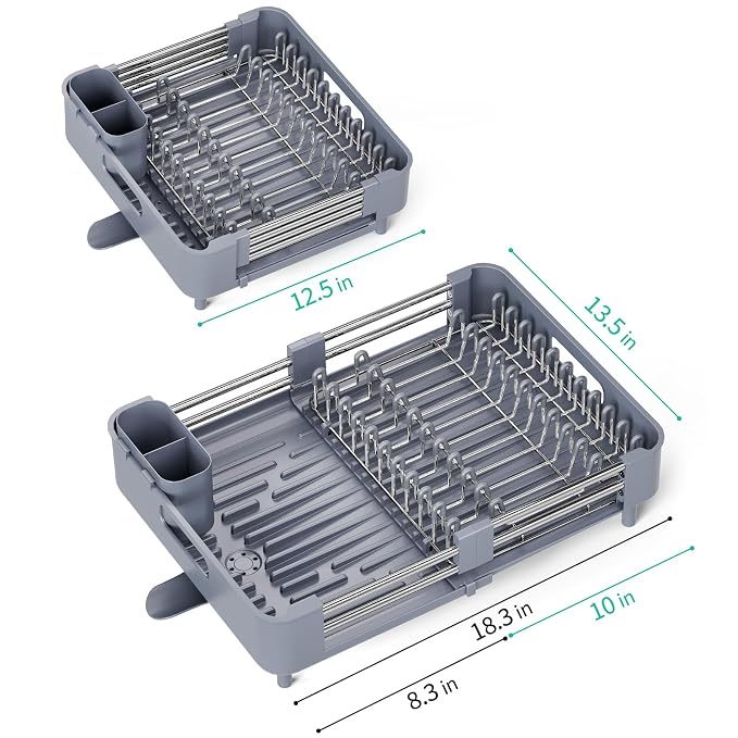 Dish Drying Rack for Kitchen Counter, Extendable Dish Rack - Image 7