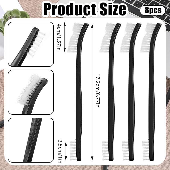 8 Pcs Small Cleaning Brushes, Double-Ended Jewelry Cleaning Brush Soft Nylon - Image 2