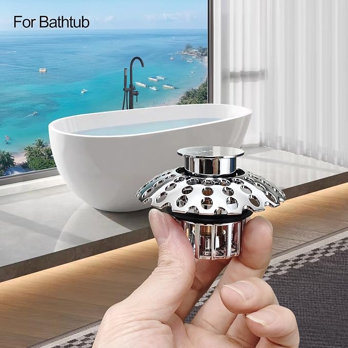 LEKEYE Tub Stopper | Shower Drain Hair Catcher | Bathroom Bathtub Plug | Pop Up - Image 5