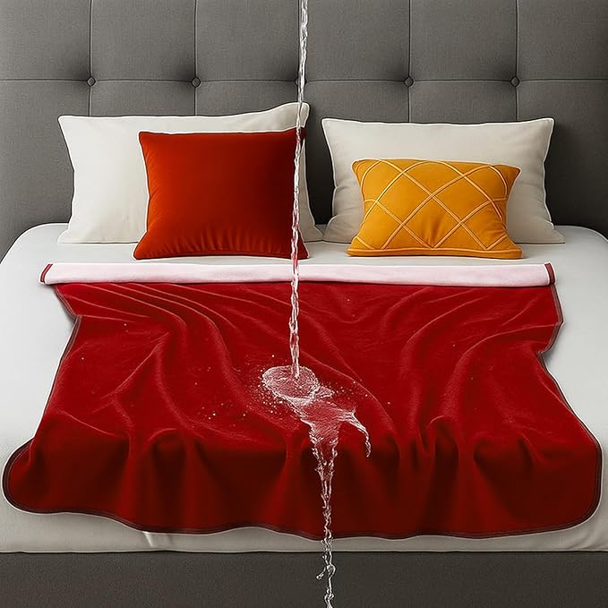 Waterproof Blanket for Bed Couch Sofa, 40''x60'' Reversible & Washable, Fleece and Flannel Waterproof Mat, Water Resistant Bed Cover, Leakproof Mattress Protector(Light Pink/red)