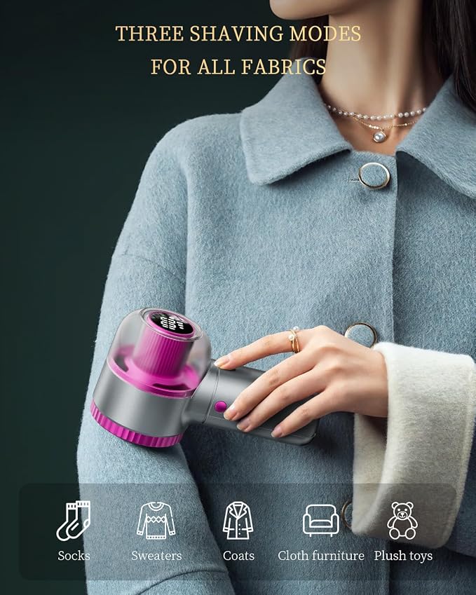 Fabric Shaver with Lint Brush, Large Lint Shaver with Digital Display, 3-Speeds - Image 5