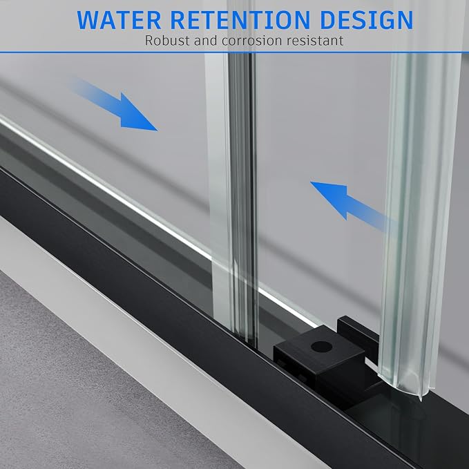 Frameless Sliding Shower Door, 56-60" W x 76" H Glass Shower Door - Image 6