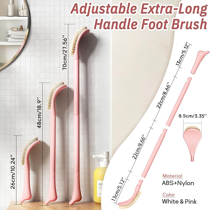 New Foot Brush with Extra-Long Handle, 3-in-1 Foot Scrubber - Image 2