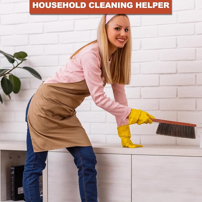 Hand Broom Counter Brush with Wood Handle Soft Bristle Dusting Brush - Image 3