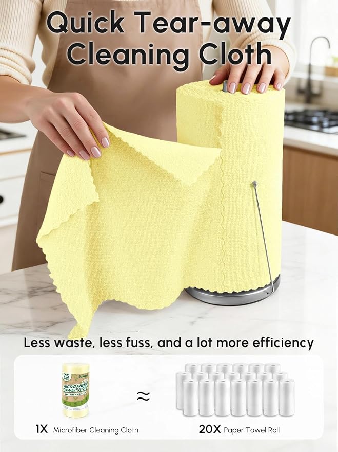 Microfiber Cleaning Cloths Roll, 75 Pack Tear Away Microfiber Towels Roll - Image 2