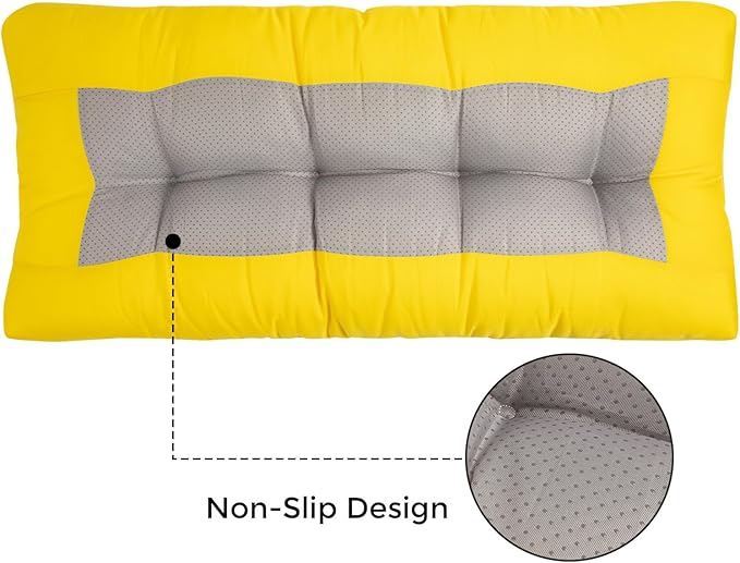 FUNHOME Outdoor Bench Cushion 48 x18 inch with Non-Slip Grips,Water Resistant Porch Swing Cushion,Bench Pillow Pads,Tufted Cushions for Patio Garden Furniture,48" Seat Cushions(Yellow)
