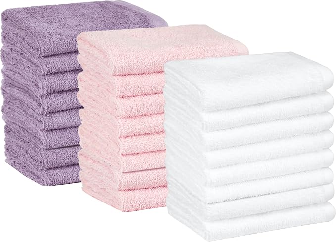 Amazon Basics Highly Absorbent, Fast Drying 100% Cotton Washcloths by AmazonBasics