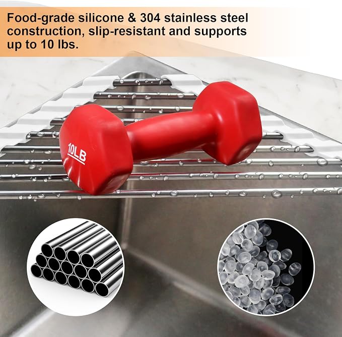 Sink Caddy Sponge Holder for Kitchen Sink, Small Dish Drainer for Kitchen - Image 4