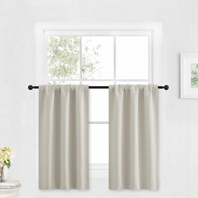 RYB HOME Blackout Short Cafe Curtains, Privacy Light Block Small Window Curtains by RYBHOME