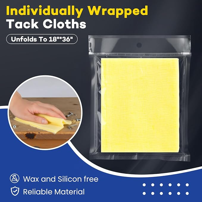 CAREGY 48Pcs Tack Cloth for Removing Dust from Woodworking, Sanding Particles - Image 3