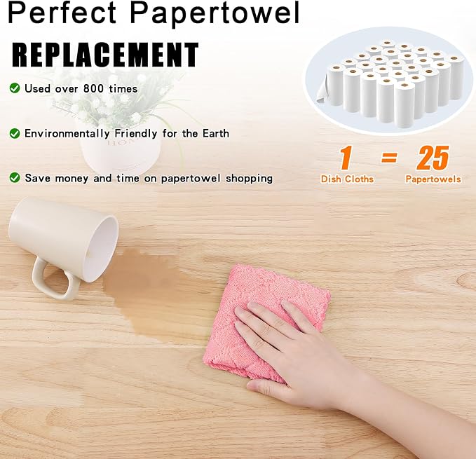 Homaxy 12 Pack Kitchen Dish Cloths, Super Soft and Absorbent Coral Velvet Dish - Image 8
