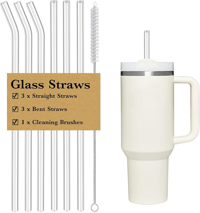6 PCS Clear Glass Reusable Straws by CteaTs