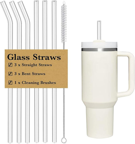 6 PCS Clear Glass Reusable Straws by CteaTs