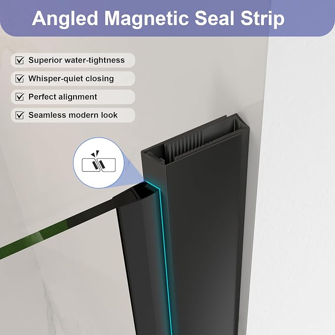 Frameless Pivot Shower Door 34"-36" W x 72" H, Swing Shower Glass Doors - Image 4