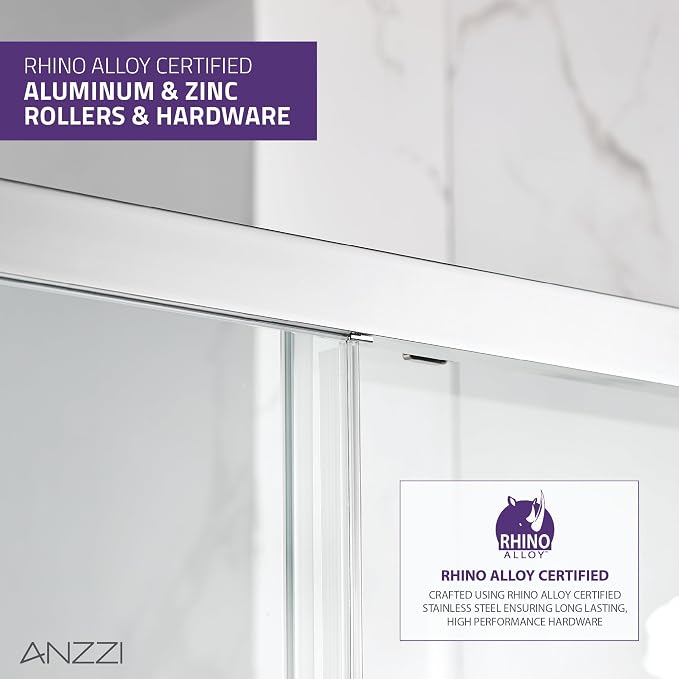 ANZZI 72 x 48 inch Framed Shower Door in Polished Chrome | Halberd Water - Image 7