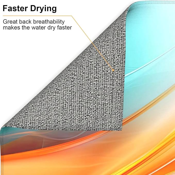 Teal Orange Geometric Wave Dish Drying Mat - Image 5