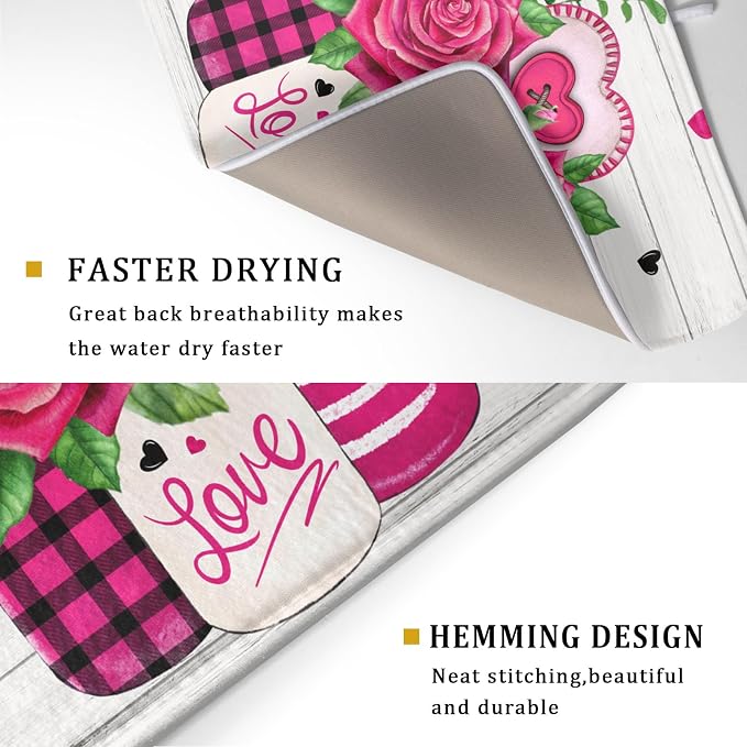 Valentine's Day Rose Flower Dish Drying Mat - Image 3