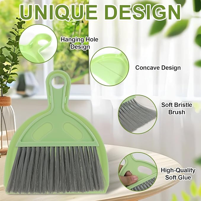 Small Dustpan and Brush Set, Mini Dust Pan and Brush, Hand Broom and Dustpan Set - Image 3