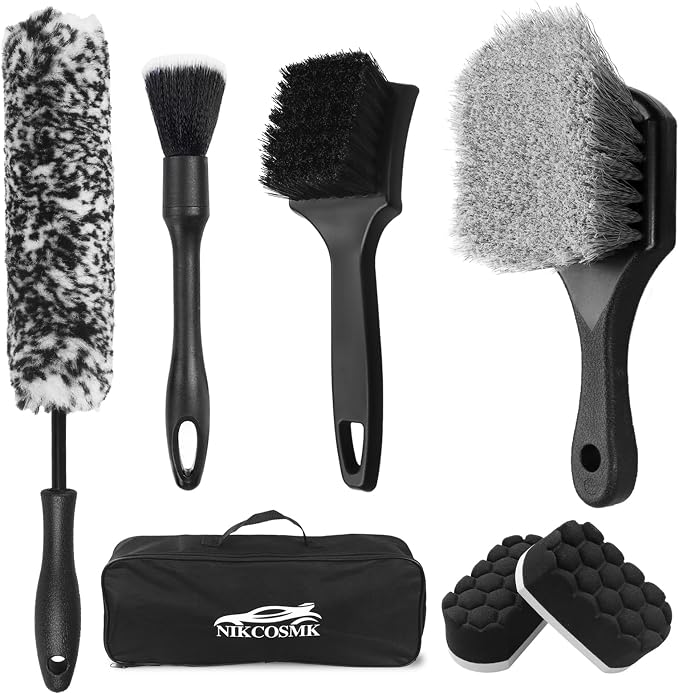 7Pcs Car Wheel Brush kit, Tire Brush, Wheel Cleaner Brush, Soft-bristled Rim by NIKCOSMK