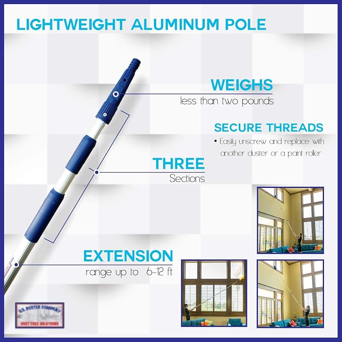 Cobweb Duster, Extendable Reach 20 feet, Ceiling Fan Duster | 3-Stage Aluminum - Image 7