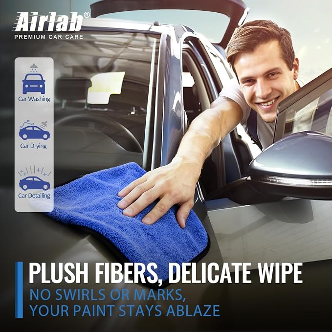 Airlab Microfiber Towels for Cars Wash Drying Thick Plush Cleaning Cloth Auto - Image 5