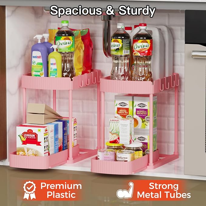 2 Pack Multi-Purpose Pull-Out Storage Organizers, Under Sink & Cabinet - Image 3