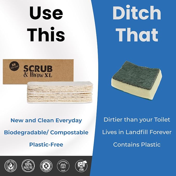Scrub & Throw XL Scrub Sponges, All-Purpose Household Natural Loofah Sponges - Image 6