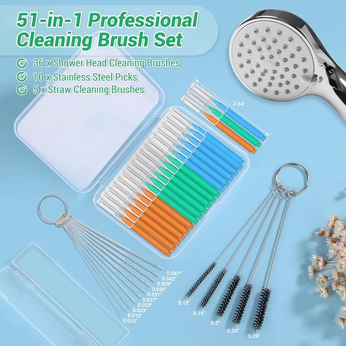 51-in-1 Shower Head Cleaner Kit & Straw Cleaning Brushes Set - Image 3