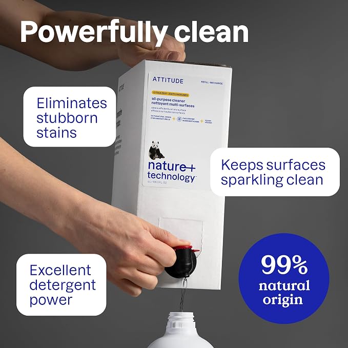 ATTITUDE All-Purpose Cleaner Refill, EWG Verified, Plant-Based & Vegan - Image 4