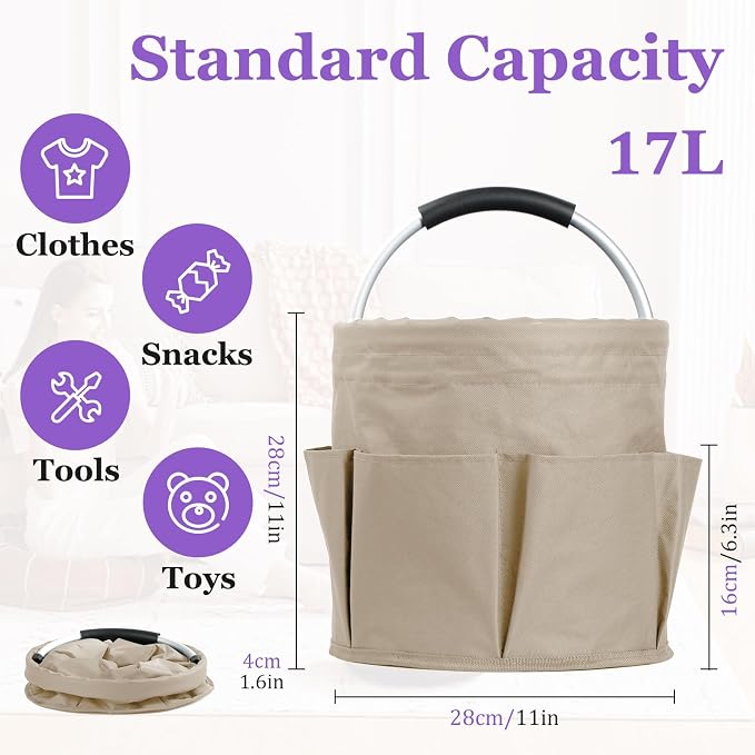 17L Cleaning Supply Caddy with Soft Handle, Portable Shower Caddy in 600D - Image 2