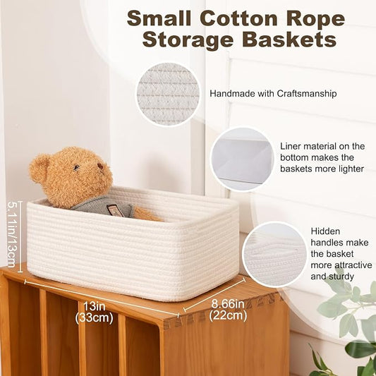 3 Pack Small Storage Baskets for Organizing, Cute Woven Decorative Gift Baskets - Image 2