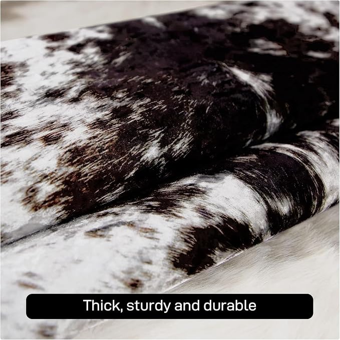 MACEVIA Faux Cowhide Gold Print Rug Cute Cow Print Rug Area Rug Nice Western - Image 6