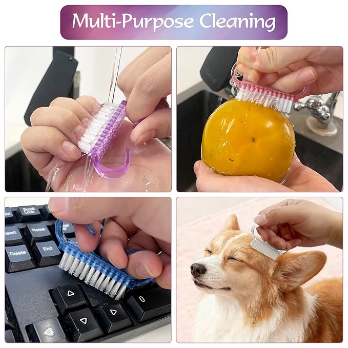 8PCS Nail Brush Cleaner Set – Handle Grip Fingernail Scrubber Brushes - Image 6