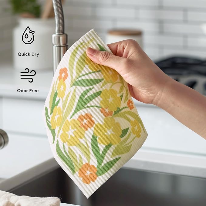 RECYCO Swedish Dishcloths for Kitchen | 5 Pack Matisse Floral Washable Dish - Image 6