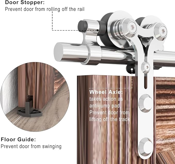 TSMST 12FT Sliding Barn Door Hardware Kit, Stainless Steel Heavy Duty Sturdy - Image 3