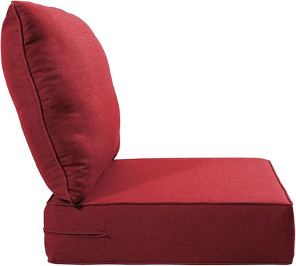 Luxury 24x24x6 Inch Outdoor Cushions for 5 Peice Patio Furniture Set - Set of 5 Water-Resistant Pillow for Dining Rocking Swivel Chairs Loveseat Couch Sectional Sofa - Red