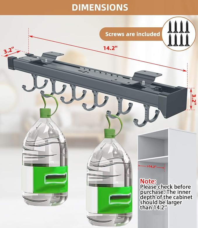Pull Out Broom Holder, Garage Organization Hooks, - Image 4
