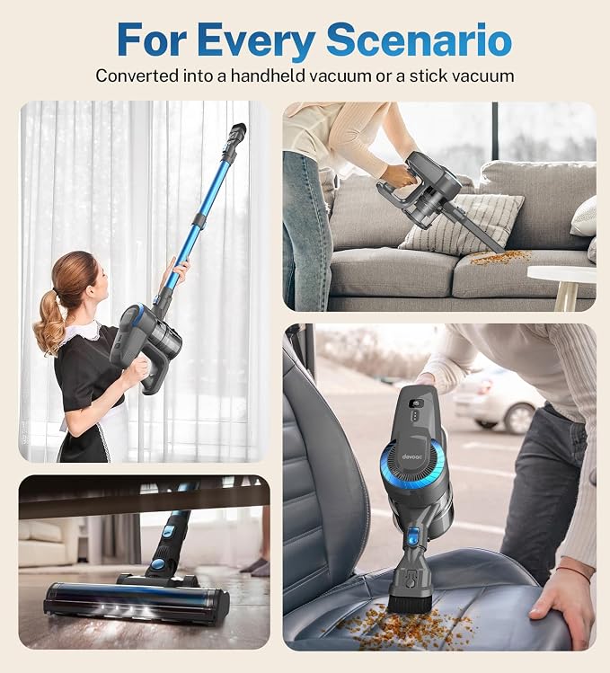 DEVOAC Cordless Vacuum Cleaner, Ultra-Lightweight Stick Vacuum, 2200mAh Battery - Image 7